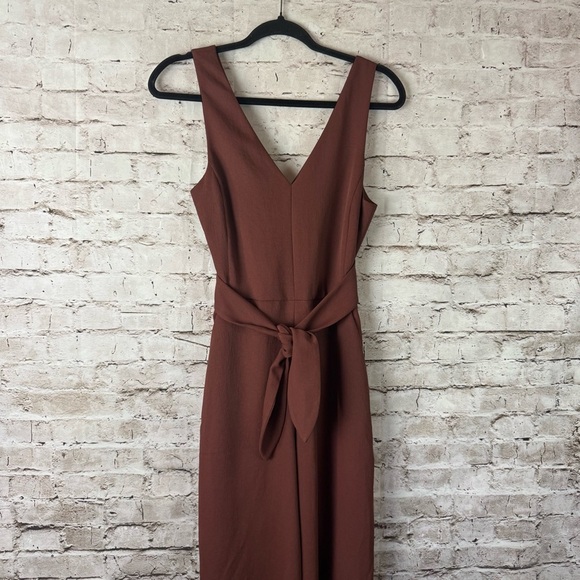 Wilfred Aritzia Size 4 Encoulement Jumpsuit Rust Brown Sleeveless Cropped V Neck - Picture 7 of 11